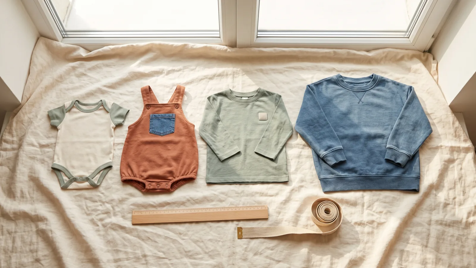 Kinderkleidung von Babybody bis Schulkind-Pullover nach Größe geordnet